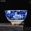 Cups Saucers NOOLIM Ceramic Jingdezhen Blue And White Porcelain Personal Cup Drinkware Hand-Painted Flowers Small Teacup Tea Set