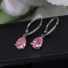 Dangle Earrings Elegant Fashion Luxury Water Drop Women's Pink Blue Topaz S925 Sterling Silver Classic Brand Jewelry Fine Party 2024