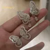 Dangle Earrings Shining U S925 Silver Butterfly Full Gems Drop For Women Fine Jewelry Wedding