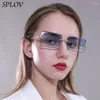 Lunettes de soleil Luxury Square Trendy Rimless Rectangle Cut Design Glasses For Women Men Style Summer Traveling Retro Shades UV400