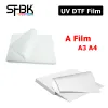 Kniv 20 50 100 st a3 A4 UV DTF Film A för alla UV -skrivare efter överföring av metallglasplast Akryl Silikon Vattentät klistermärke