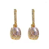 Dangle Earrings Pink Rhinestone Square Geometric Drop For Women Light Luxury Sweet Party Jewelry