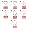 10 pezzi Kawaii Cat Heart Cactus Metal Paper Clip Mini File in oro rosa Clip di apprendimento Forniture della scuola