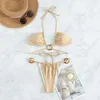 Swimwear Women's Color Color Green 2 pièces MAISON POUR LES FEMMES 2024 LECT LOIX LOI LOW BONG BIKINI Set Cross Hollow Out Ring Bathing Fulging