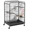 Porte-chats 37 "Cage à furet roulant cabine pour petits animaux à 4 couches avec bol et bouteille d'eau adapté aux lapins écureuils