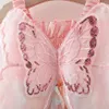 Summer Kids Girls Dress Dress Dress Sfule Dulle Abite Flower Butterfly Fashion Sospeso per Feste Stage Show 240403