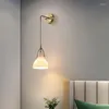 Wandlamp volledig koperen licht luxe woonkamer hangende draad Japanse stijl minimalistisch glas slaapkamer nachtkastje