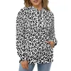 Kvinnors hoodies svart vit leopard tryck animale snö cheetah harajuku casual pullover hoodie långärmad estetisk grafisk tröjor