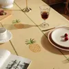 Table Cloth Pineapple Design Solid Decorative Linen Tablecloth With Tassels Rectangular Wedding Dining Cover Tea