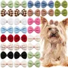 Hundekleidung 20pcs süße Haustier Haarnadelkatze Feste Farbe karierte Bogen Haare für Hunde Boutique Pflegezubehör