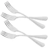 Forks 4 Pcs Stainless Steel Table Dinner Cutlery Spoon Restaurant Kitchen Metal