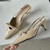 Chaussures habillées fashion slinbacks pointue toe femme pompes sandales élégant mariage fête boucle boucle talons minces feme