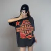 VTMFOG Hell Star Modna moda retro umyta stara czysta bawełniana okrągła szyja luźne męskie i damskie koszulki z krótkim rękawem
