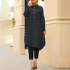 Roupas étnicas Mulheres árabes estilo muçulmano longas Saias temperamentais de lapid de lapela sólida vestido abaya vestidos casuais soltos