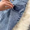 Женские джинсы Amolapha Женские джинсы наборы набор ремней кнопки кнопки джинсовые костюмы для женщины 240315