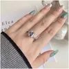 Anéis de casamento vintage elegante 925 SERLING SIER LUBLIOLY JOENS 9X9MM 5A Square Zirconia Designer Ring para Mulher Engagement Diamon DHD3Y