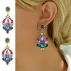 Boucles d'oreilles pendantes de luxe, bijoux de fête de mariage, en verre brillant, en forme de larme, de mariée, charme inhabituel, décor de lustre, cadeau pour femmes