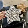 24C Lucky Star Vanity Makeup Bags Luxury Designer Womens Ladies Large Capacity Pouch Gold Chain Crossbody Purse 23CM Gold Silver Iridescent White 23cm Zipper Pouch