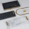 Tee Tabletts Set Tray Marmor Gold Badezimmer Kosmetische Regal Obst/ Konditorplatte Rechteck kreative Speicherorganisation Nordischer Stil