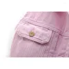 Gilet pour femmes printemps d'été Big Pocket Denim Femmes Purple Pink Waistcoat Étudiant cowboy Veste sans manches