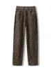 Y2K Leopard Print Jean High Tartle w stylu koreańskim szerokim nogi dżinsowe spodnie streetwear workowate retro moda Y2K dżinsy 240403