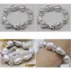 Stron perlé Habito S925 Sterling Sier Natural blanc Natural Baroque Big 15-25 mm Bracelet Bracelet Bracelet