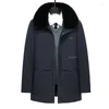 Men's Jackets Down Cotton-padded Jacket Male Dad Winter Plus Velvet Warm Long Coat Hair Removal Collar Male.