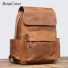 Backpack Vintage Leather Men's Large Capacity 15.6 Inch Laptop Bag Crazy Horse Retro Travel School Mochilas