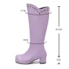 Bottes Round Toe Kneehigh Boots Go Go Boot Retro1960s Mesdames Women's Fancy Dishing Gogo Party Dance Gothic Shoes Grothe Taille 44 Navire gratuit