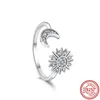Cluster Rings Pantaro 925 Sterling Silver Sparkling Celestial Stars Moon Sun Original Design Style Zircon Finger Ring Fashion Jewelry