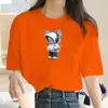 Amusant mignon souris imprimement femme coton tshirt dames rétro style dessin animé manche courte top street wear 240403