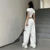 Y2K Streetwear White Track Pantal