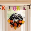 Dekorativa blommor halloween kranshängare 18-tums dekorationer för dörr handgjorda med inbyggd LED-ljusdel