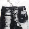 보라색 브랜드 청바지 고지대 무거운 공예 스크인 잉크 잉크 캐주얼 바지 미국 직선 다리 청바지