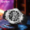 Wristwatches SANDA Sports Dual Display Watch For Men LED Digital Quartz Waterproof Watches Men's Stopwatches Student Clock Youth