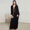 Vêtements ethniques Boucle en cuir élégant Abaya Robe musulmane pleine longueur Dubaï Femelle Split Sold Islamic Islamic Islam Robe Drophiping