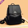 Backpack Style PU material backpack for womens 2023 new minimalist and fashionable casual soft leather large capacity versatile H240403