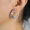 Earrings Front back rainbow cz circle hoop huggie earring for women Gold filled colorful 2020 spring design bling jewelry earring