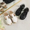 Zomer vrouw rond teen meisje fetisjontwerper zwarte flats luxe boot sandalen kawaii ita elegante blote voeten feestschoenen 240321