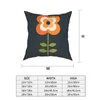 Pillow Retro Flower Orange Charcoal Case Decoration Modern Abstract Cover Thout pour canapé Impression double face