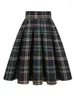 Rokken vrouwen zomer hoge taille Koreaanse geplooide plaid gedrukte meisjes retro dames 40s 40s 50s midi vintage Engeland stijl school