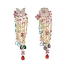 Pendientes colgantes Bilincolor Heavy Industry Colored Butterfly Flower Tassel para mujeres