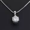 14K Solid White Gold 8,0 mm 2 karat Vit runt Brilliant Cut Moissanite Diamond Pendant Halsband