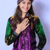 Giacche Mardi Gras Women Girls Girls Abibiti per bambini Capola per maniche lunghe Top Mother Kids Mathing Outwear Seques