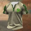 Summer T-shirt 3D Clover Digital Print Men's Casual Short Sleeved Sports T-shirt Top