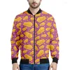 Jackets masculinos Amarelo Cartoon Cheese Graphic Zipper Jacket Homem Crianças 3D alimentos impressos Sorto de moletom de mangas longas de grandes dimensões Bombardeiro Mulheres