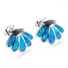 Stud Earrings 2024 Fashion Imitation Opal For Women Accessories Statement Jewelry Gift Cute SeaShell Design Geometric