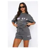 Camiseta de grife Mulher White Foxx Set Tracksuit Inglês Letras de inglês Camise