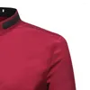 Chemises habillées pour hommes Collier Patchwork Wine Red Shirt for Men Formeal Businet Long Male Slim Fit Banquet Prom Chemise Hombre