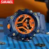 Armbanduhren Smael Luxury Dual Display Sport Uhr für die wasserdichte blaue blaue leichte LED von Männern männlicher Quarz -Militäruhr von Männern